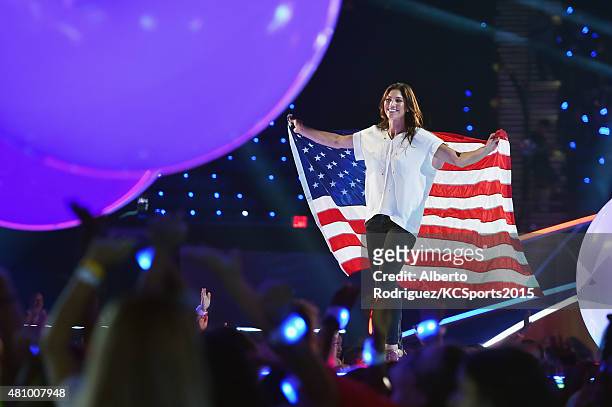 Soccer player & Olympian Hope Solo onstage at the Nickelodeon Kids' Choice Sports Awards 2015 at UCLA's Pauley Pavilion on July 16, 2015 in Westwood,...
