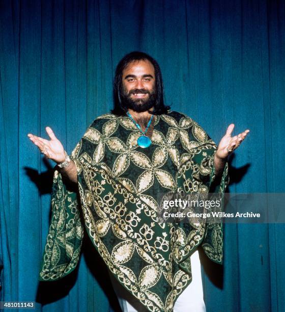 Portrait of Greek musician Demis Roussos , London, England, 1976.