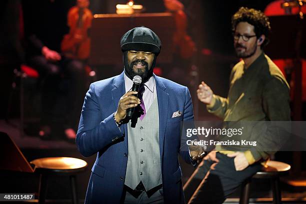 Gregory Porter and Max Herre perform at the Echo Award 2014 show on March 27, 2014 in Berlin, Germany.