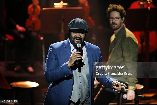 Gregory Porter and Max Herre perform at the Echo Award 2014 show on March 27, 2014 in Berlin, Germany.