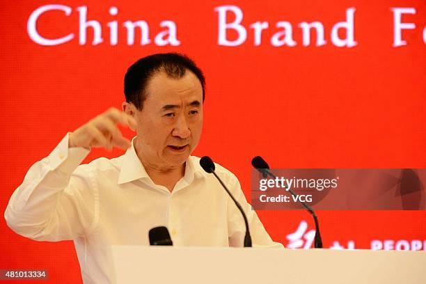 Wang Jianlin, chairman of Wanda Group, attends China Brand Forum on July 16, 2015 in Beijing, China.