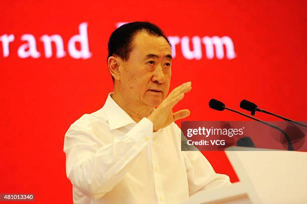 Wang Jianlin, chairman of Wanda Group, attends China Brand Forum on July 16, 2015 in Beijing, China.