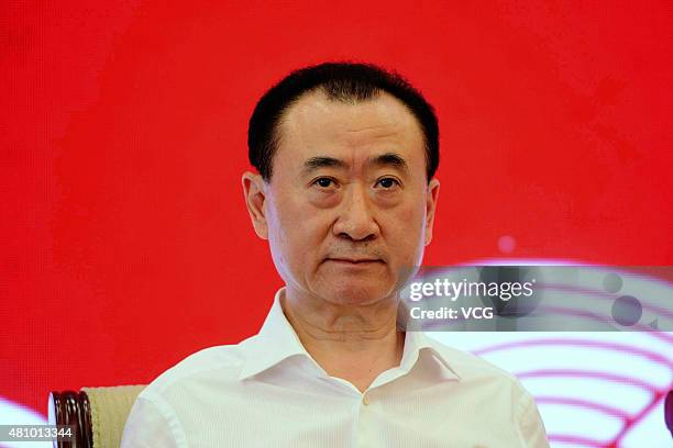 Wang Jianlin, chairman of Wanda Group, attends China Brand Forum on July 16, 2015 in Beijing, China.