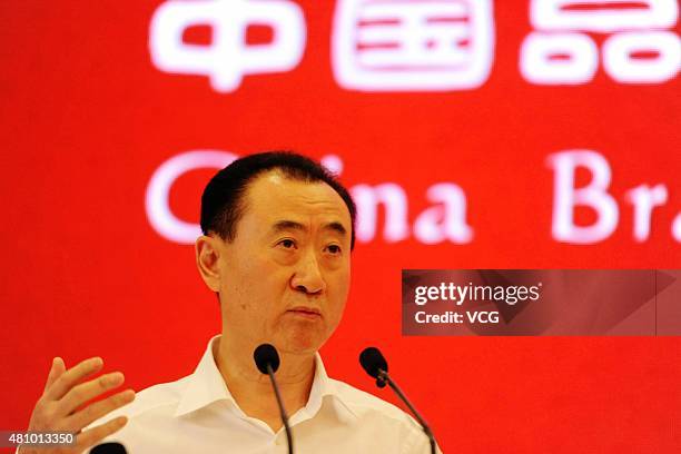 Wang Jianlin, chairman of Wanda Group, attends China Brand Forum on July 16, 2015 in Beijing, China.
