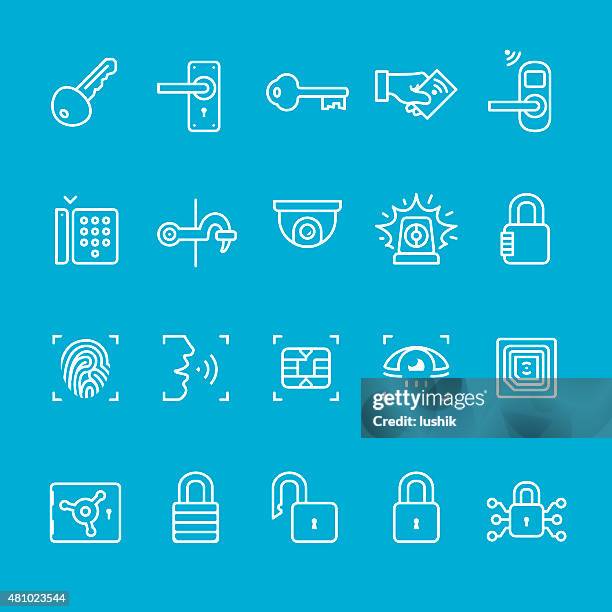 ilustraciones, imágenes clip art, dibujos animados e iconos de stock de colección de iconos de control de acceso - security pass