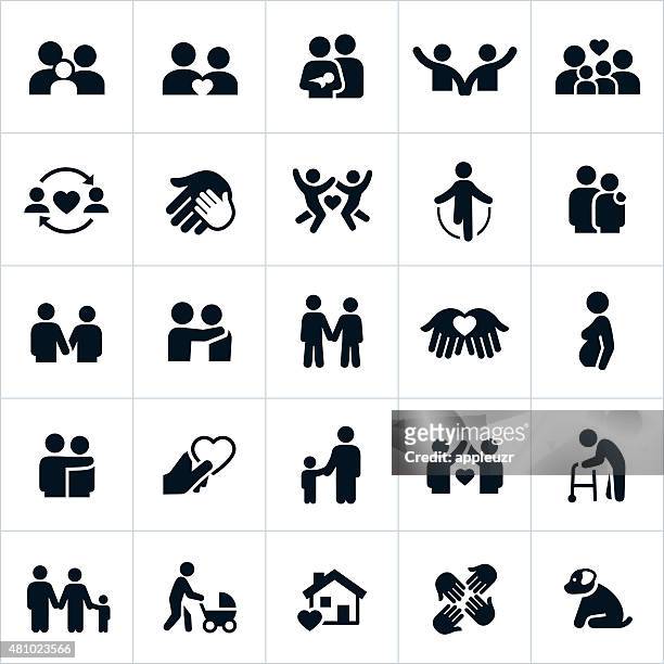 couples and family relations icons - family stock illustrations