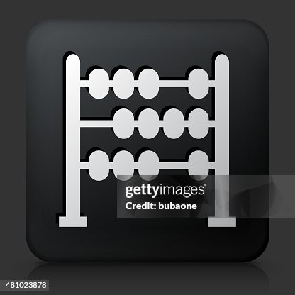 Black Square Button with Abacus Icon Black Square Button with Abacus Icon