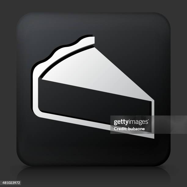 black square button with sliced pie icon - cake slice stock illustrations