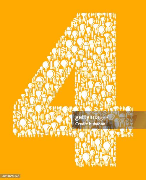 number four on vector lightbulb pattern background - electrical wire white background stock illustrations