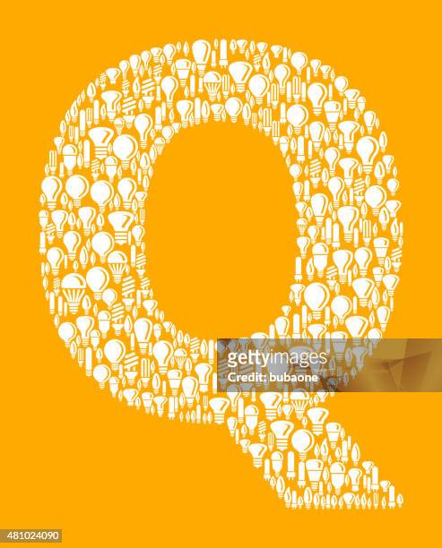 illustrazioni stock, clip art, cartoni animati e icone di tendenza di lettera q su sfondo di modello vector lampadina - q and a