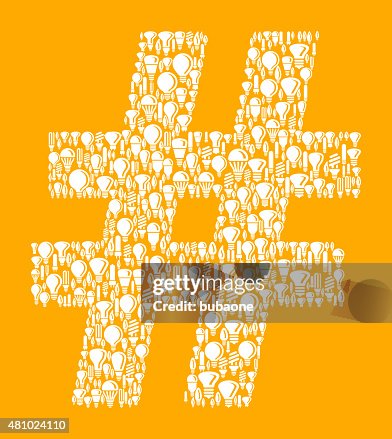 Number Sign on Vector Lightbulb Pattern Background Number Sign on Vector Lightbulb Pattern Background