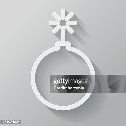 Bomb Paper Thin Line Interface Icon With Long Shadow Bomb Paper Thin Line Interface Icon With Long Shadow