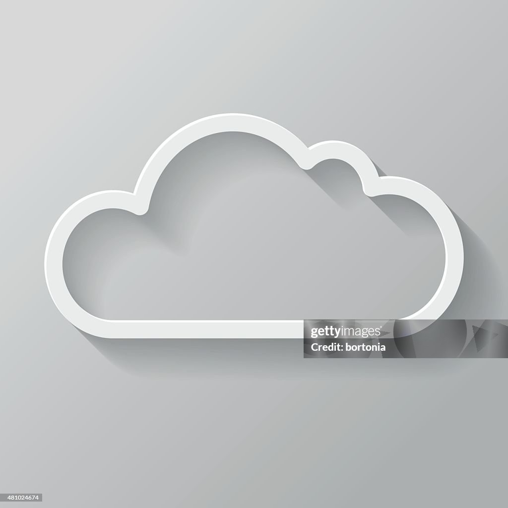 Cloud Paper Thin Line Interface Icon With Long Shadow