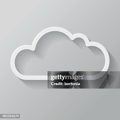 Cloud Paper Thin Line Interface Icon With Long Shadow Cloud Paper Thin Line Interface Icon With Long Shadow