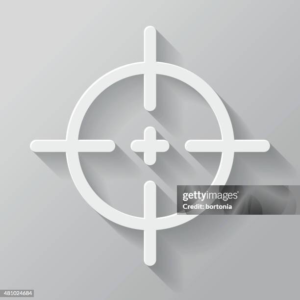 crosshairs paper thin line interface icon with long shadow - gun sight vector stock illustrations