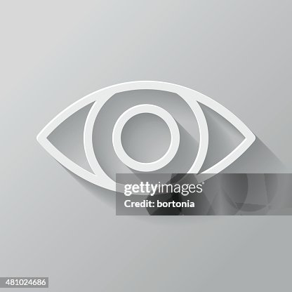 Eye Paper Thin Line Interface Icon With Long Shadow Eye Paper Thin Line Interface Icon With Long Shadow