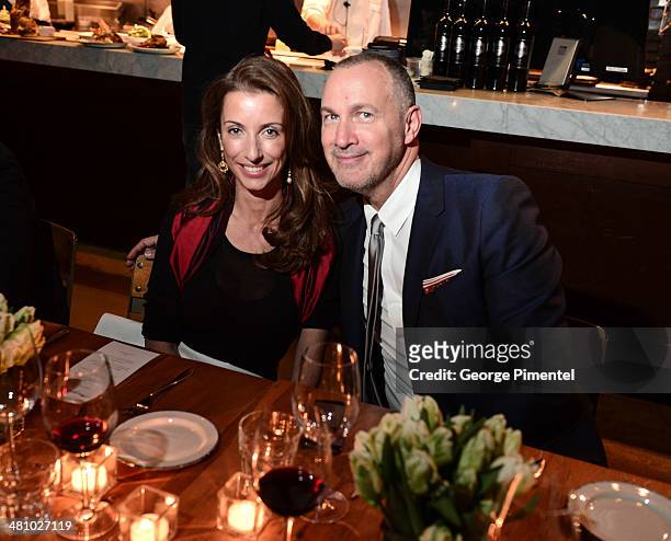 Amoryn Engel and Edward Menicheschi attend the Vanity Fair And Gucci Private Dinner at Gusto 101 on March 27, 2014 in Toronto, Canada.