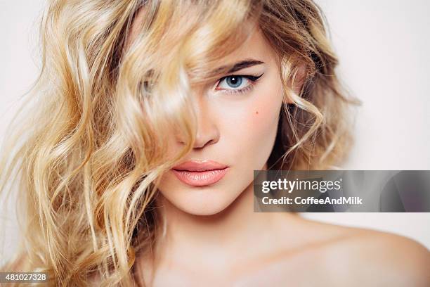 photo shot of young beautiful woman - blonde hair model stock pictures, royalty-free photos & images