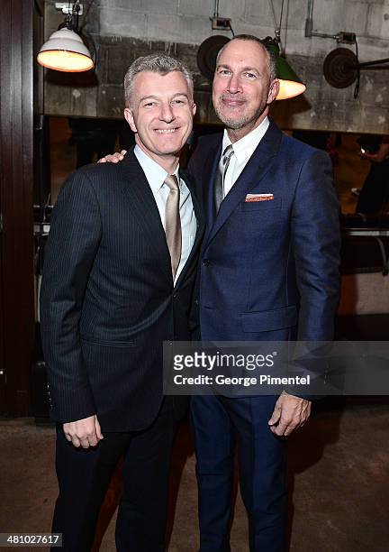 Christophe de Pous and Edward Menicheschi attends the Vanity Fair And Gucci Private Dinner at Gusto 101 on March 27, 2014 in Toronto, Canada.