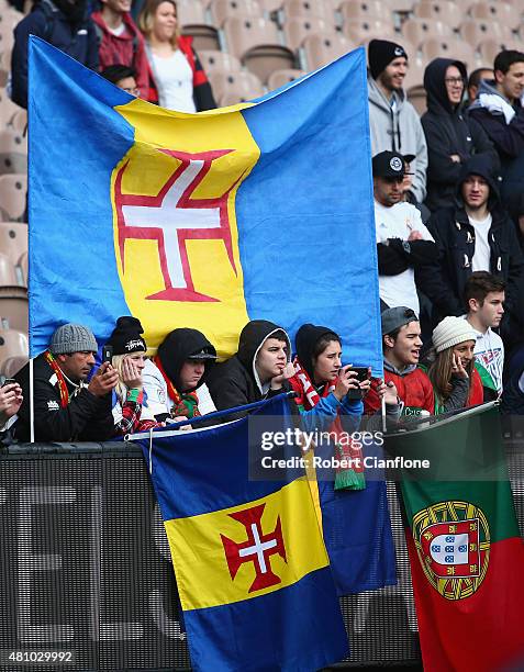 Fans look on during a Real Madrid training session at Melbourne Cricket Ground on July 17, 2015 in Melbourne, Australia.