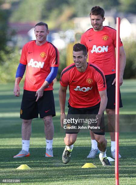 Morgan Schneiderlin of Manchester United in action during a first team training session as part of their pre-season tour of the USA at VMAC on July...
