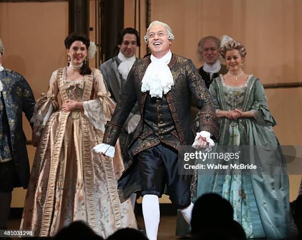 Tom Hewitt and cast during the Broadway Opening Night Performance Curtain Call for 'Amazing Grace' at the Nederlander Theatre on July 16, 2015 in New...