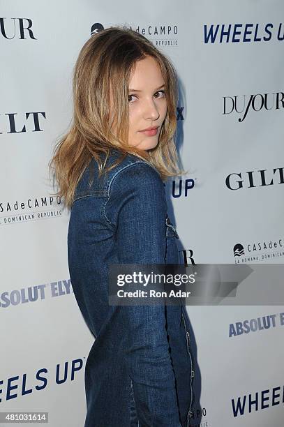 Model Paige Reifler attends the Rob Gronkowski's Dujour summer cover issue party hosted by Nicole Vecchiarelli, Bruce Webber and Jason Binn at Lavo...