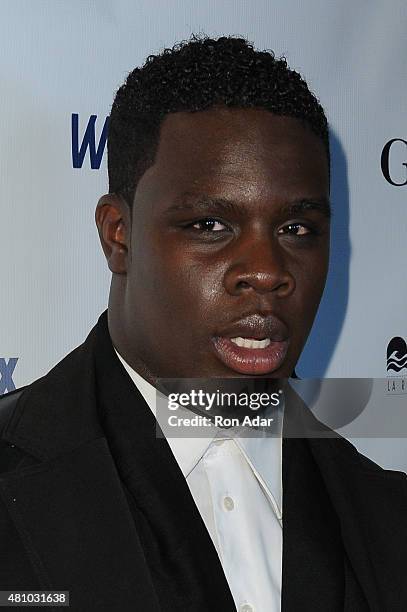 Musician Calvin Play attends the Rob Gronkowski's Dujour summer cover issue party hosted by Nicole Vecchiarelli, Bruce Webber and Jason Binn at Lavo...