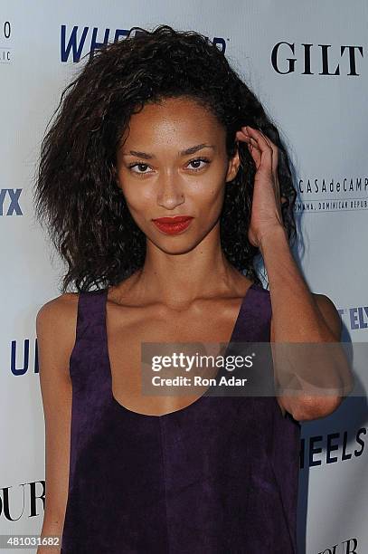 Model Anais Mali attends the Rob Gronkowski's Dujour summer cover issue party hosted by Nicole Vecchiarelli, Bruce Webber and Jason Binn at Lavo on...