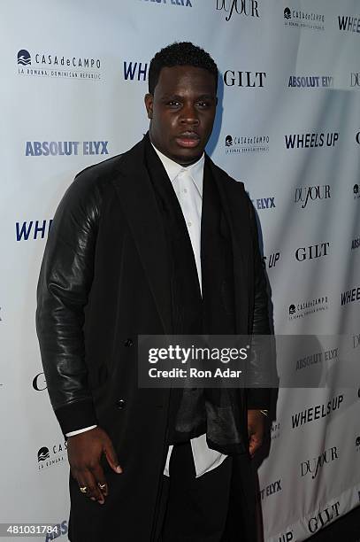 Musician Calvin Play attends the Rob Gronkowski's Dujour summer cover issue party hosted by Nicole Vecchiarelli, Bruce Webber and Jason Binn at Lavo...