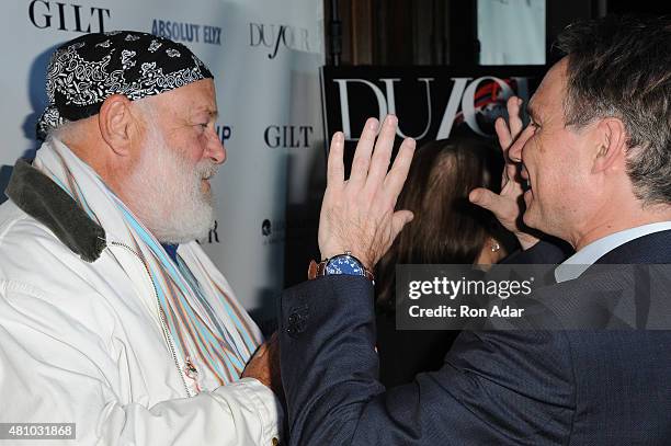 Photographer Bruce Weber and Founder of DuJour Jason Binn attend the Rob Gronkowski's Dujour summer cover issue party hosted by Nicole Vecchiarelli,...