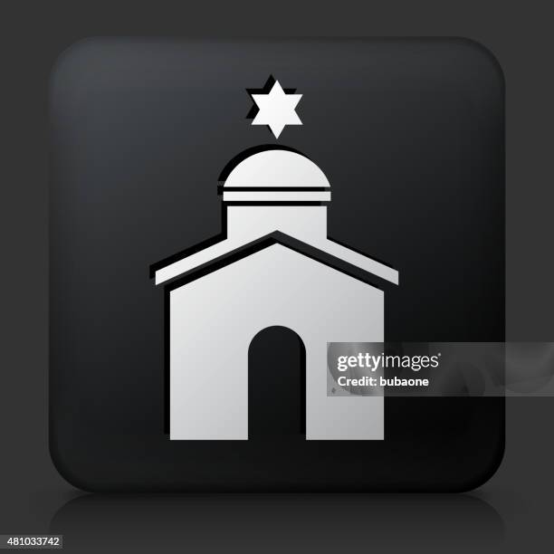 black square button with synagogue - synagogue stock illustrations