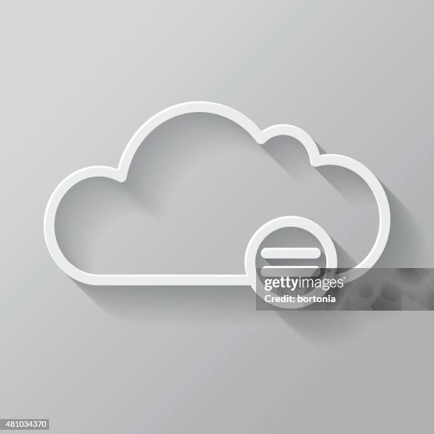 cloud paper thin line interface icon with long shadow - equal sign stock illustrations