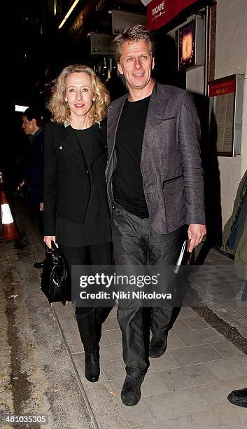 Andrew Castle is seen leaving Piccadilly Theatre, Piccadilly on March 27, 2014 in London, England.