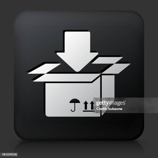 black square button with box input icon - input stock illustrations