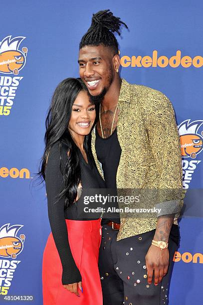 Actress Teyana Taylor and NBA player Iman Shumpert attend the Nickelodeon Kids' Choice Sports Awards 2015 at UCLA's Pauley Pavilion on July 16, 2015...