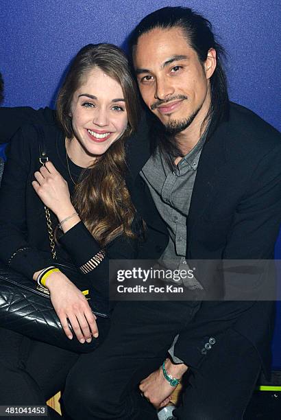 Alice Isaaz and Kim Chapiron attend the 'La Creme De La Creme' After Party at the Show Case Club on March 27, 2014 in Paris, France.