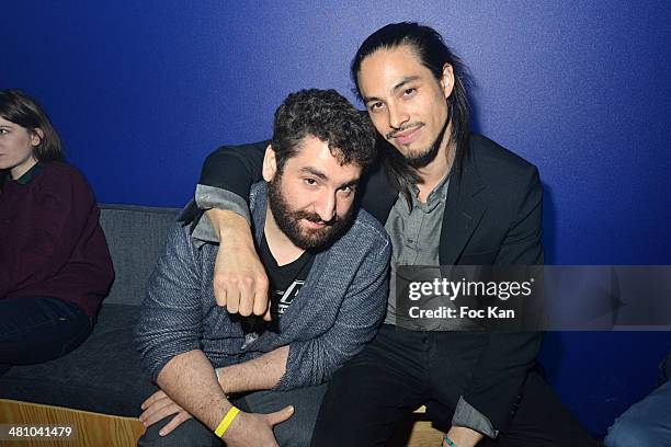 Mouloud Achour and Kim Chapiron attend the 'La Creme De La Creme' After Party at the Show Case Club on March 27, 2014 in Paris, France. Mouloud...