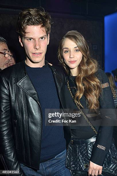 Jean-Baptiste Lafarge and Alice Isaaz attend the 'La Creme De La Creme' After Party at the Show Case Club on March 27, 2014 in Paris, France.