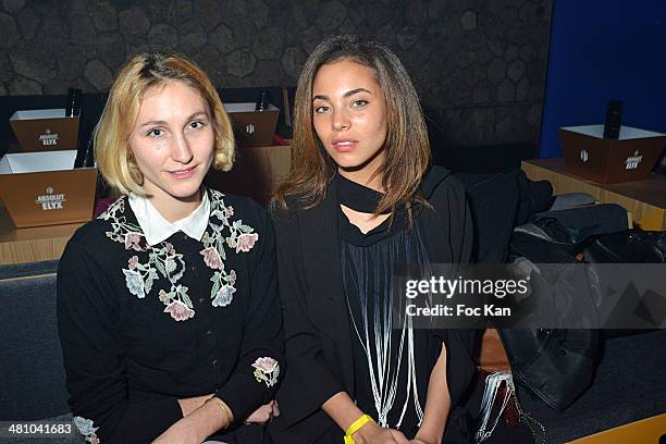 Marine Sainsily and a guest attend the 'La Creme De La Creme' After Party at the Show Case Club on March 27, 2014 in Paris, France.