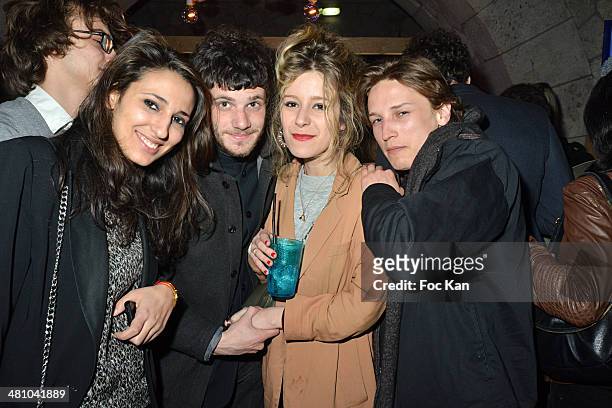 Georgia Poivre, Felix Moati, Marie G and Ernst Umhauer attends the 'La Creme De La Creme' After Party at the Show Case Club on March 27, 2014 in...