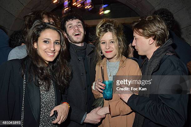 Georgia Poivre, Felix Moati, Marie G and Ernst Umhauer attends the 'La Creme De La Creme' After Party at the Show Case Club on March 27, 2014 in...