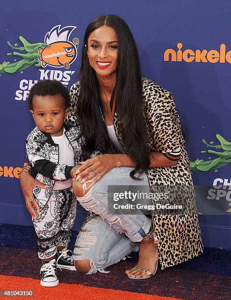 Singer Ciara and son Future Zahir Wilburn arrive at the Nickelodeon Kids' Choice Sports Awards 2015 at UCLA's Pauley Pavilion on July 16, 2015 in...