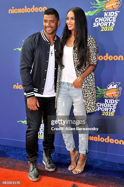 Quarterback Russell Wilson and recording artist Ciara attend the Nickelodeon Kids' Choice Sports Awards 2015 at UCLA's Pauley Pavilion on July 16,...