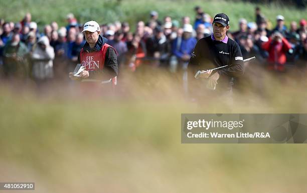 Padraig Harrington of Ireland looks on from the first green during the second round of the 144th Open Championship at The Old Course on July 17, 2015...
