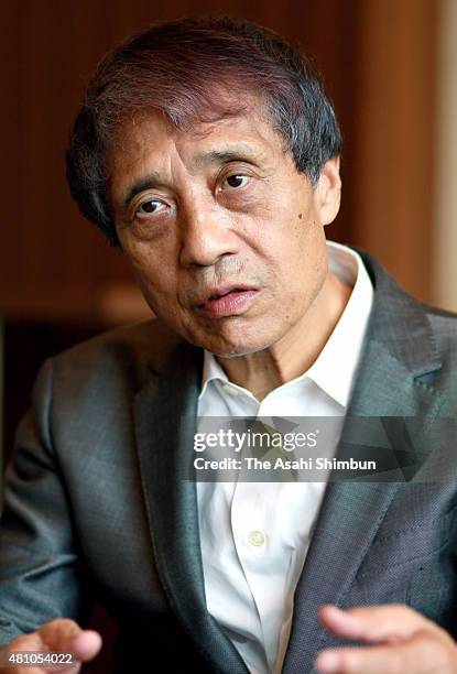 Architect Tadao Ando, who served as the chairman of the international desgin competition of the new national stadium, speaks during the Asahi Shimbun...