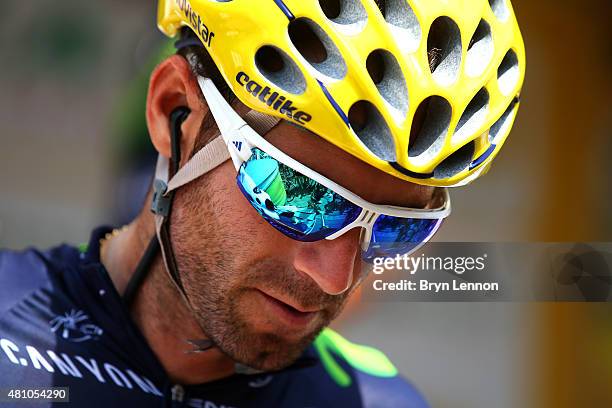 Alejandro Valverde Belmonte of Spain and Movistar Team looks on before the start of stage thirteen of the 2015 Tour de France, a 198.5 km stage...