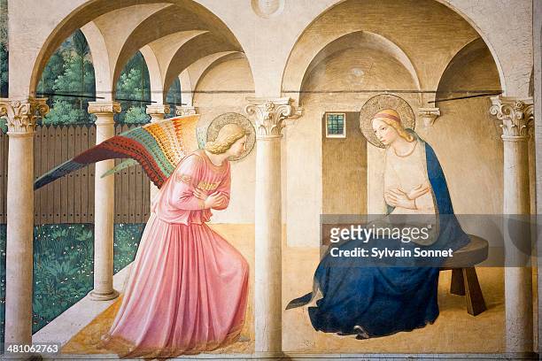 italy, florence,  convent of san marco - annunciatie stockfoto's en -beelden