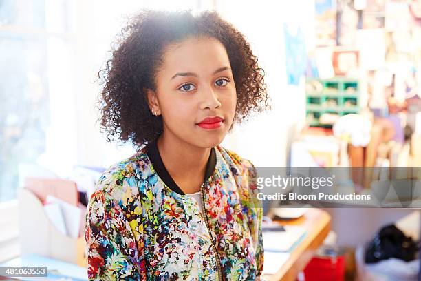 Portrait of late teens mixed race girl