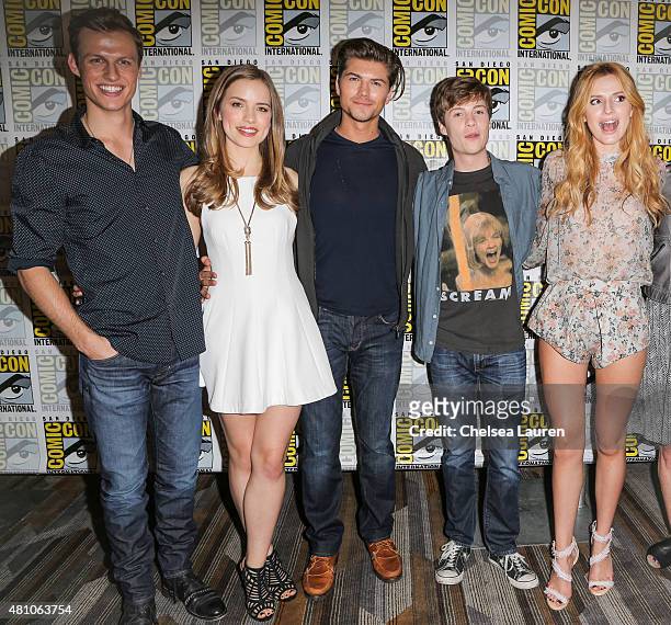 Actors Connor Weil, Willa Fitzgerald, Amadeus Serafini, John Karna and Bella Thorne attend the 'Scream' press room during day 2 of Comic-Con...